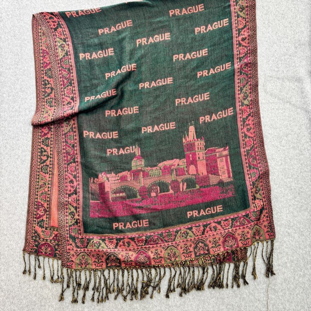 Pashmina Women's Oversized Scarf Wrap Prague Embroidered Travel Czech Republic